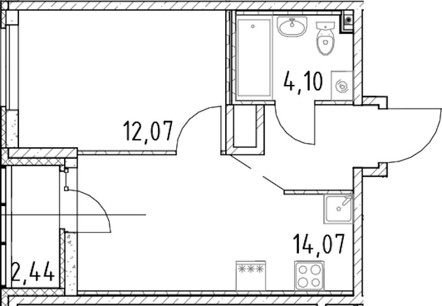 1-комнатная квартира 34.16 м², 8/23 эт., ЖК «Город Первых»